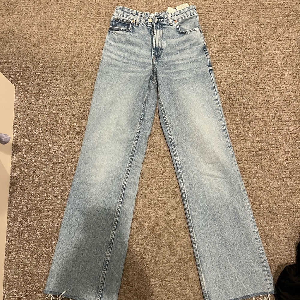 zara high waisted straight leg jeans